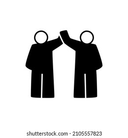 Icono de trabajo en equipo en glifo plano negro, estilo relleno aislado en fondo blanco