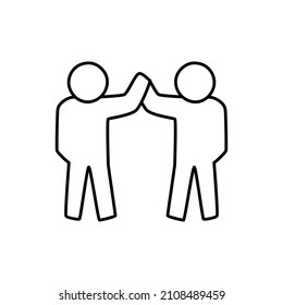 Icono de trabajo en equipo en icono de estilo de línea negra, estilo aislado en fondo blanco