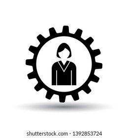 Teamwork Icon. Black on White Background With Shadow. Vector Illustration.