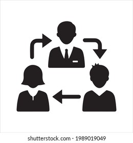 Icono de trabajo en equipo, negro. Vector y glifo