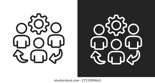 Icono De Trabajo En Equipo En Estilo De Línea En Blanco Y Negro