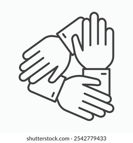 Icono de trabajo en equipo en blanco y negro contorneado trazo