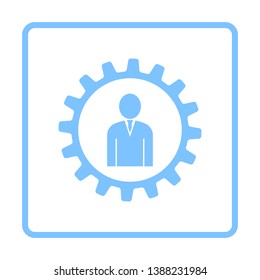 Icono de trabajo en equipo. Diseño de marco azul. Ilustración vectorial.