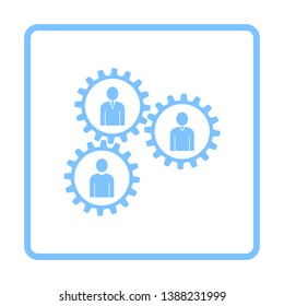 Teamwork Icon. Blue Frame Design. Vector Illustration.