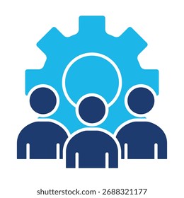 Icono Del Trabajo En Equipo En Diseño Plano Monocromo Azul, Ilustración vectorial