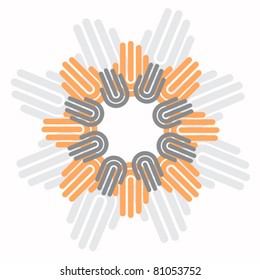 Teamwork icon  - circle of hands and friendship. Together we work better concept  isolated on white