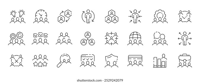 Teamwork icon collection. Community design. Teamwork linear icons. Vector icons