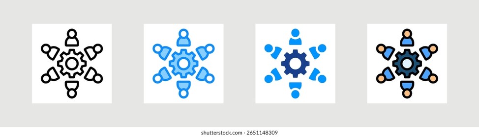 Conjunto de Coleção de Ícones de Trabalho em Equipe com Vários Estilos