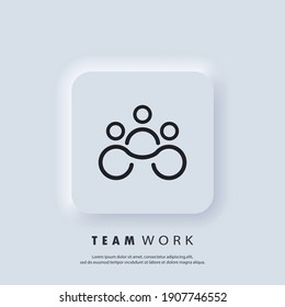 Teamwork Icon. Community, Business Partnership Logo. Team Work Logo. Vector. Neumorphic UI UX White User Interface Web Button. Neumorphism