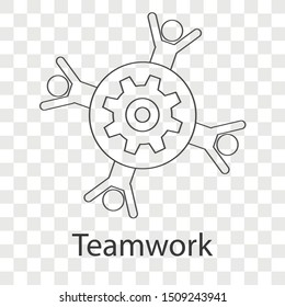 Teamwork icon concept on transparency background. Business leadership idea design. Line vector illustration use for your project.