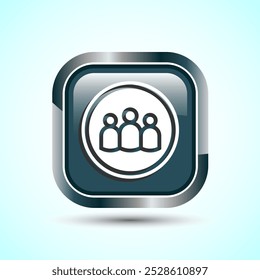 Teamwork Icon Design Illustration, Cooperation Icon For Apps and Websites, Gray Color Square Button Design