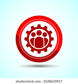 Teamwork Icon Design Illustration, Cooperation Icon For Apps and Websites, Red Color Button Design