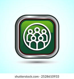 Ilustración de diseño de iconos de trabajo en equipo, Icono de cooperación para App y Sitios web, Diseño de Botón cuadrado de color verde