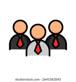 Icono de trabajo en equipo Ilustración vectorial de liderazgo de estilo de diseño de línea llena