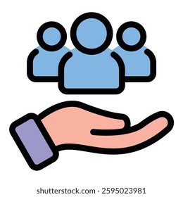 Teamwork icon in flat line style representing collaboration unity and collective effort ideal for business productivity and project management concepts.