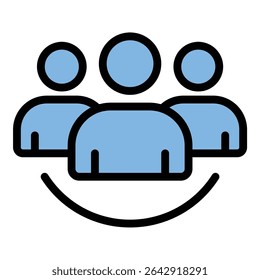 Ícone de trabalho em equipe ilustração de estilo de linha plana representando o esforço colaborativo e a cooperação em grupo, adequado para negócios, gerenciamento de projetos e projetos relacionados ao desenvolvimento organizacional