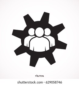Teamwork icon gear simple vector illustration