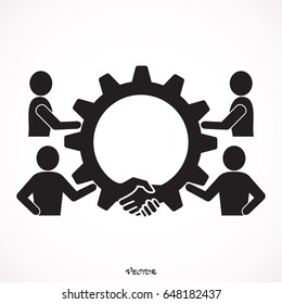 Teamwork icon gear simple vector illustration