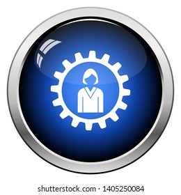 Teamwork Icon. Glossy Button Design. Vector Illustration.