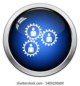 Teamwork-Symbol Glossy Button Design. Vektorgrafik.