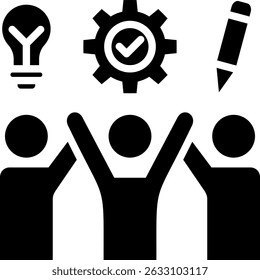 Ilustración vectorial de glifo de icono de trabajo en equipo