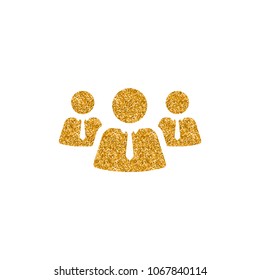 Teamwork icon in gold glitter texture. Sparkle luxury style vector illustration.