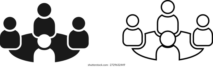 Teamwork icon, group of people, collaboration concept, business meeting, community, network, partnership, flat design, vector illustration
