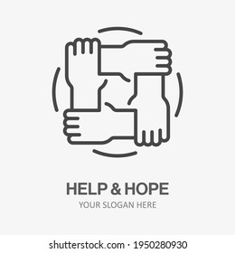 Teamwork icon. Hope, help, friendship logo template. Vector illustration isolated on white background.