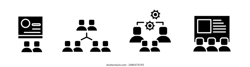 Teamwork icon illustration. Black and white teamwork icon set. Stock vector collection.