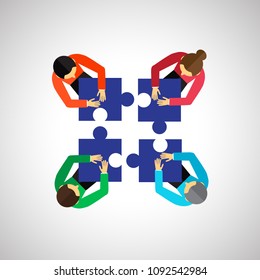 Teamwork icon isolated on white background. Teamwork flat icon for web site,poster,placard,app and logo. Creative business concept, vector illustration, eps 10