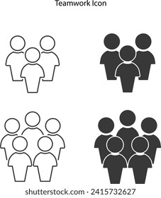 icono de trabajo en equipo aislado en fondo blanco, conjunto de iconos de línea e icono de glifo, ilustración de vector de trabajo en equipo.