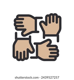 Icono de trabajo en equipo aislado en blanco