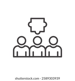 teamwork icon isolated stroke in black color