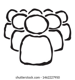 Teamwork. Icon large company business people. Group of people. Vector illustration. Simple hand drawing icon.