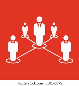 The teamwork icon. Leadership and connection, business teams symbol. Flat Vector illustration