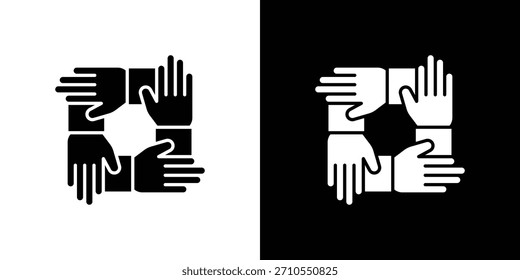 Teamwork icon line art editable stroke and solid collection for app design