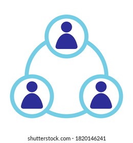 Teamwork Icon Line in Blue Color for Business Apps or Office Website