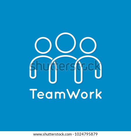 teamwork icon line business concept on blue background