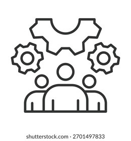 Ícone de trabalho em equipe em design de linha. trabalho em equipe, colaboração, ágil, gerenciamento, processo, desenvolvimento, comunicação sobre vetor de fundo branco. Ícone de traçado editável do trabalho em equipe