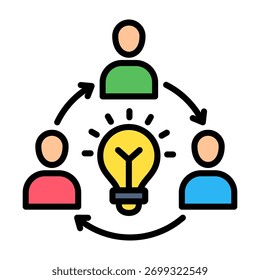 Ícone de trabalho em equipe Design de cores lineares Ilustração de vetor