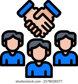 Teamwork Icon Lineal Color Vector Illustration