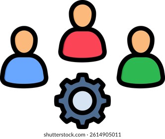 Teamwork Icon Lineal Color Vector Illustration