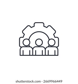 Icono de trabajo en equipo. Signo de estilo lineal para concepto móvil y Diseño web. Icono de Vector. Símbolo, ilustración del logotipo. Gráficos de Vector