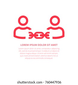 Teamwork icon. Link people. Concept of group of people collaboration and great work.