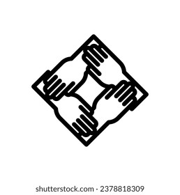 icono de trabajo en equipo o diseño de logotipo símbolo de signo aislado ilustración vectorial - Colección de iconos vectoriales de estilo de contorno negro de alta calidad. Diseño de iconos