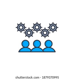 teamwork icon or logo illustration filled outline style vector, full color.