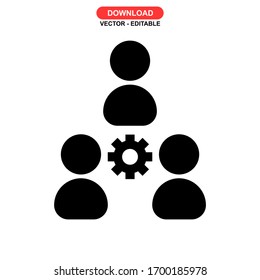 icono de trabajo en equipo o logotipo símbolo de signo aislado ilustración vectorial - iconos vectoriales de estilo negro de alta calidad
