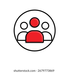 Icono de trabajo en equipo. Gestión. Tres siluetas de personas reunidas. Equipo, crecimiento, análisis. Estilo de diseño mixto.