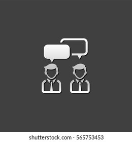 Teamwork icon in metallic grey color style. Business collaboration team