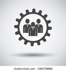 Teamwork Icon on gray background, round shadow. Vector illustration.